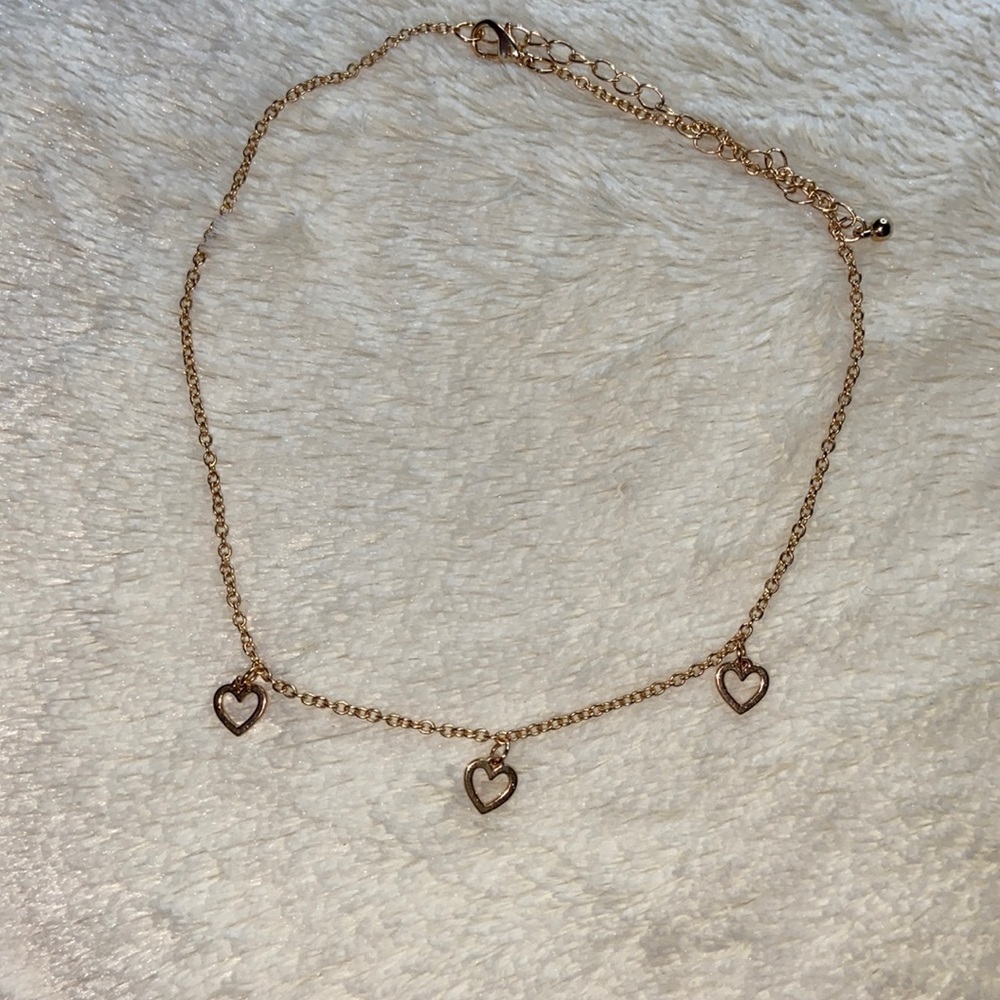 Gold Heart Choker Necklace